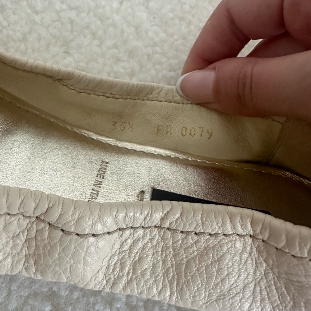 LV White Leather And Damier Azur Canvas Lovely Ballerina Flats - Picture 6 of 7